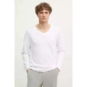 American Vintage longsleeve din bumbac culoarea alb, neted, MSON02FGE25 imagine