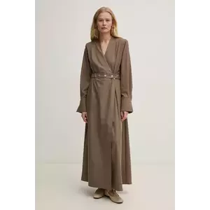 Gestuz rochie culoarea maro, maxi, evazată, 10909754 imagine