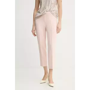 Theory pantaloni femei, culoarea roz, mulata, high waist imagine