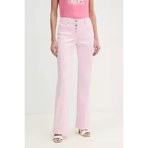 Morgan pantaloni PEMAK femei, culoarea roz, evazati, high waist, PEMAK imagine