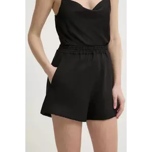 Ivy Oak pantaloni scurti din in culoarea negru, neted, high waist, IO115201 imagine