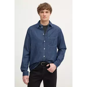 Samsoe Samsoe camasa jeans barbati, culoarea albastru marin, cu guler clasic, regular, M24400042 imagine