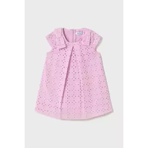 Mayoral rochie din bumbac pentru copii culoarea roz, mini, evazată, 1913 imagine