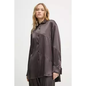 AERON camasa ABIGAIL femei, culoarea maro, cu guler clasic, relaxed, SH187558 imagine
