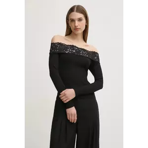 Morgan longsleeve THEODOR femei, culoarea negru, decolteu spaniol, THEODOR imagine