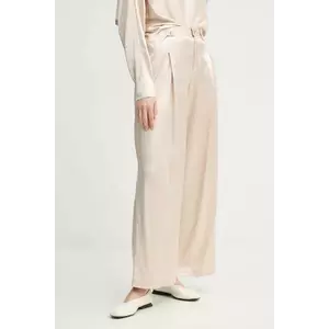 AERON pantaloni WELLEN femei, culoarea bej, lat, high waist, PA249558 imagine
