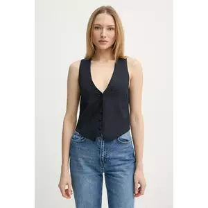 ZADIG&VOLTAIRE vesta de lana culoarea albastru marin, un singur rand de nasturi, WWBL01913 imagine