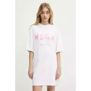 MSGM rochie din bumbac culoarea alb, mini, dreaptă, 3841MDA510.257002 imagine