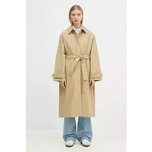 Samsoe Samsoe palton Sarooney femei, culoarea bej, de tranzitie, oversize, F24300140 imagine