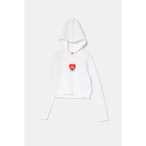 Diesel hanorac de bumbac pentru copii SCUOREHOOD SWEAT-SHIRT culoarea alb, cu glugă, cu imprimeu, J02229 imagine