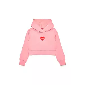 Diesel hanorac de bumbac pentru copii SCUOREHOOD SWEAT-SHIRT culoarea roz, cu glugă, cu imprimeu, J02229 imagine
