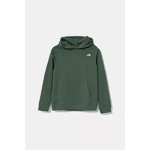 The North Face hanorac de bumbac pentru copii GRAPHIC RELAXED HOODIE culoarea verde, cu glugă, cu imprimeu, NF0A8AXTHCH1 imagine