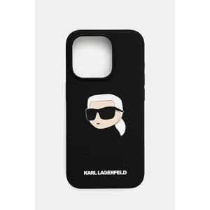 Karl Lagerfeld Husa pentru telefon iPhone 15 Pro 6.1 culoarea negru, KLHMP15LSKHPPLK imagine