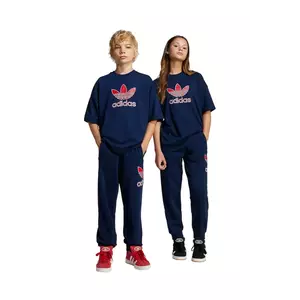 adidas Originals pantaloni de trening din bumbac pentru copii culoarea albastru marin, cu imprimeu, JC9142 imagine