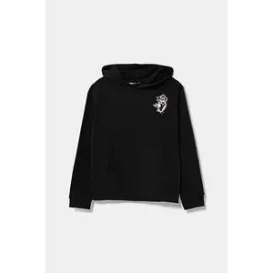The North Face hanorac de bumbac pentru copii GRAPHIC RELAXED HOODIE culoarea negru, cu glugă, cu imprimeu, NF0A8AXRJK31 imagine
