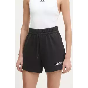 adidas pantaloni scurti Essentials Linear femei, culoarea negru, neted, medium waist, JG8639 imagine