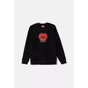 Diesel hanorac de bumbac pentru copii SCACUORE SWEAT-SHIRT culoarea negru, cu imprimeu, J02230 imagine