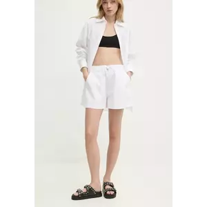 Moschino Jeans pantaloni scurti femei, culoarea alb, neted, high waist, 0304 3224 imagine