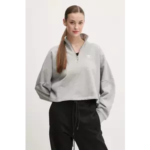 adidas Originals bluza Essential femei, culoarea gri, neted, IY9681 imagine