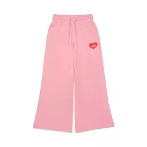 Diesel pantaloni de trening din bumbac pentru copii PCUORE TROUSERS culoarea roz, cu imprimeu, J02231 imagine