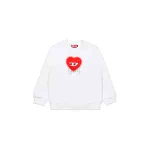 Diesel hanorac de bumbac pentru copii SCACUORE SWEAT-SHIRT culoarea alb, cu imprimeu, J02230 imagine