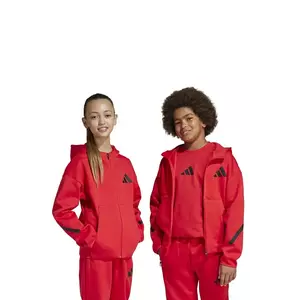 adidas bluza copii culoarea rosu, cu glugă, cu imprimeu, JC7580 imagine