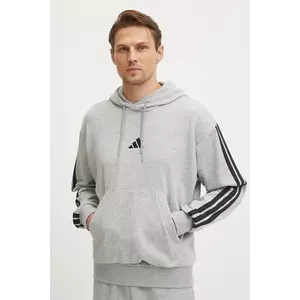 adidas bluza Essentials barbati, culoarea gri, cu glugă, cu imprimeu, JD1871 imagine