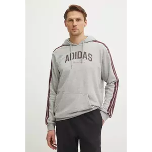 adidas bluza Collegiate barbati, culoarea gri, cu glugă, cu imprimeu, JV6505 imagine