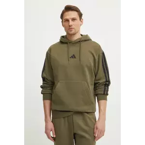 adidas bluza Essentials barbati, culoarea verde, cu glugă, cu imprimeu, JD1847 imagine