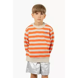 Tinycottons hanorac de bumbac pentru copii STRIPES SWEATSHIRT culoarea portocaliu, modelator, SS25-125 imagine