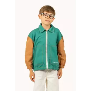 Tinycottons geacă de bumbac pentru copii COLOR BLOCKED JACKET culoarea verde, SS25-208 imagine