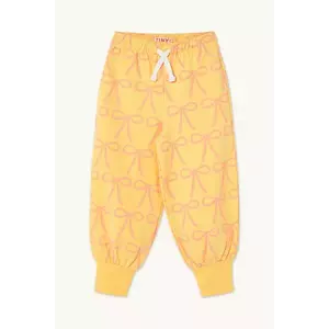 Tinycottons pantaloni de trening pentru copii BOWS SWEATPANT culoarea galben, modelator, SS25-057 imagine