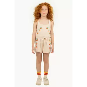 Tinycottons pantaloni scurți din bumbac pentru copii STRAWBERRIES SHORTS culoarea bej, cu imprimeu, SS25-301 imagine