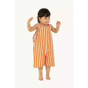 Tinycottons salopete pentru copii STRIPED SHORT DUNGAREE culoarea portocaliu, modelator, SS25-232 imagine