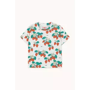 Tinycottons tricou de bumbac pentru copii STRAWBERRIES TEE culoarea bej, cu imprimeu, SS25-001 imagine