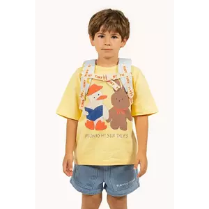 Tinycottons tricou de bumbac pentru copii READERS GRAPHIC TEE culoarea galben, cu imprimeu, SS25-085 imagine