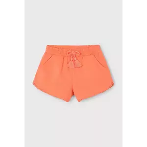 Mayoral pantaloni scurți din bumbac pentru copii culoarea portocaliu, neted, talie reglabila, 607 imagine