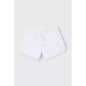 Mayoral pantaloni scurți din bumbac pentru copii culoarea alb, neted, talie reglabila, 607 imagine