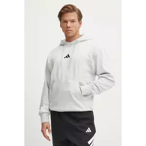 adidas bluza Feelcozy barbati, culoarea gri, cu glugă, melanj, JE3803 imagine