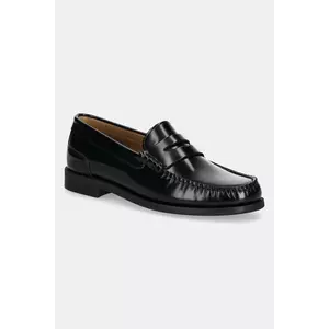 BOSS mocasini de piele Lycia femei, culoarea negru, cu toc plat, 50536344 imagine