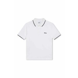 BOSS tricouri polo din bumbac pentru copii culoarea alb, cu imprimeu imagine