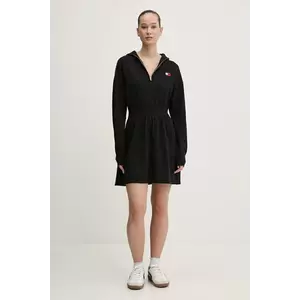 Tommy Jeans rochie din amestec de lână culoarea negru, mini, evazată, DW0DW19480 imagine