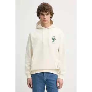 Drôle de Monsieur hanorac de bumbac Le Hoodie Vase bărbați, culoarea bej, cu glugă, cu imprimeu, F-HO174-CO127-CM imagine