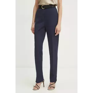 BOSS pantaloni femei, culoarea albastru marin, fason tigareta, high waist, 50534616 imagine