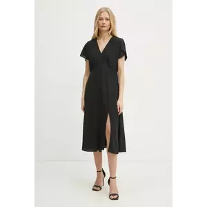 BOSS rochie de matase culoarea negru, mini, evazată, 50532930 imagine