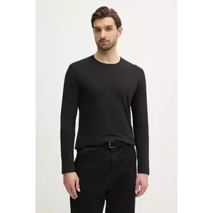 Sisley longsleeve din bumbac culoarea negru, neted, 3WF0S1013 imagine