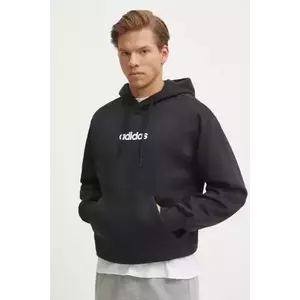 adidas bluza Essentials Linear barbati, culoarea negru, cu glugă, cu imprimeu, JN1759 imagine