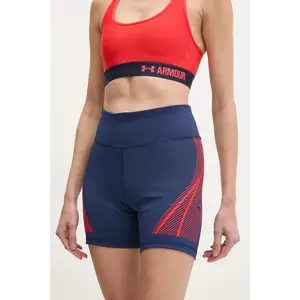 adidas by Stella McCartney pantaloni scurți de antrenament TruePace culoarea bleumarin, cu imprimeu, high waist, JF3800 imagine