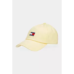 Tommy Jeans șapcă de baseball din bumbac culoarea bej, cu imprimeu, AW0AW16991 imagine