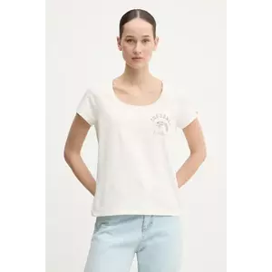 Superdry tricou din bumbac femei, culoarea bej, W1011613A-1KZ imagine